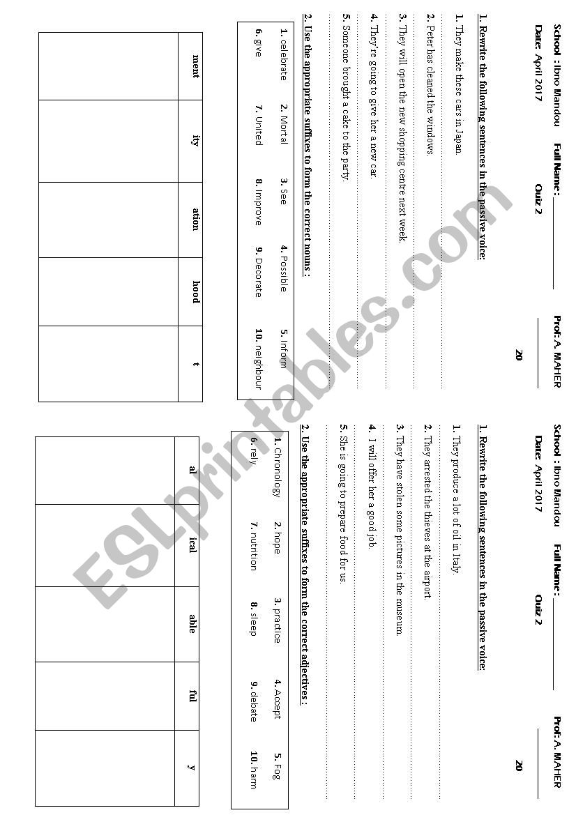 quiz worksheet