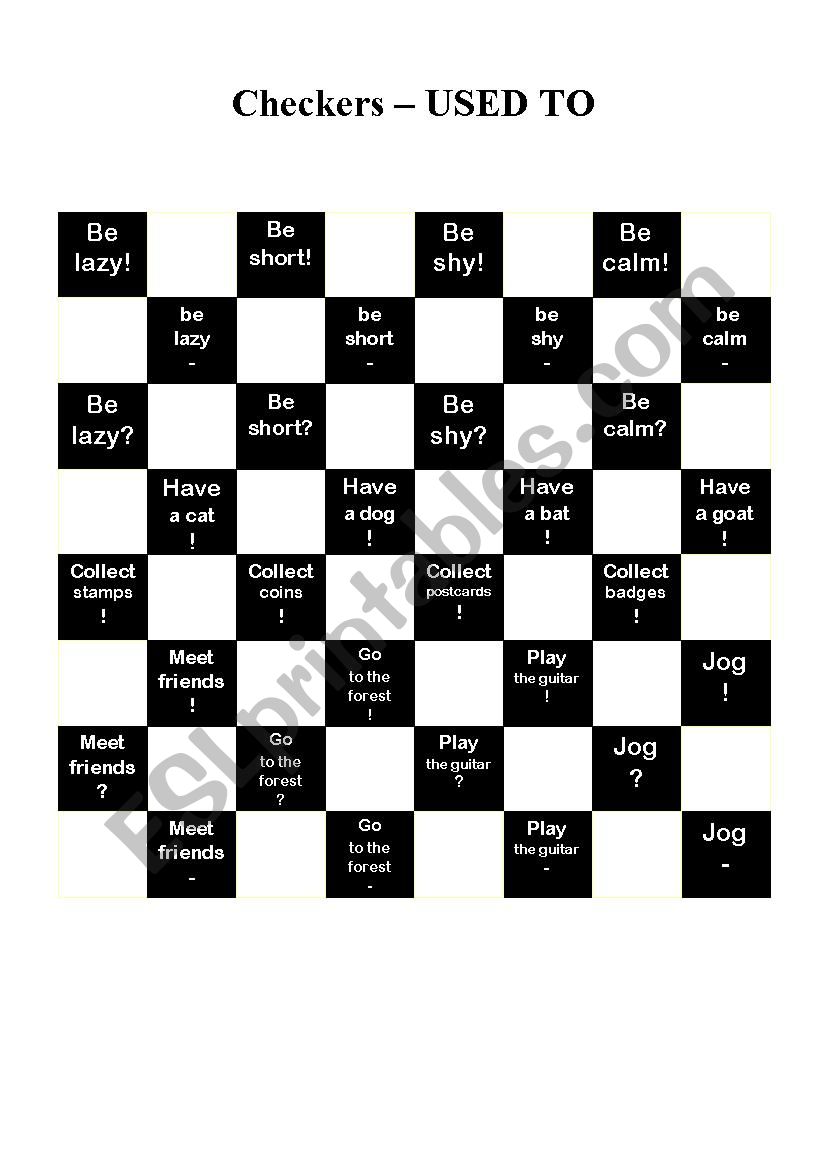 Used to - Checkers worksheet