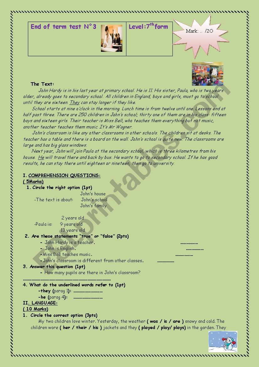 END- OF- TERM3 TEST worksheet