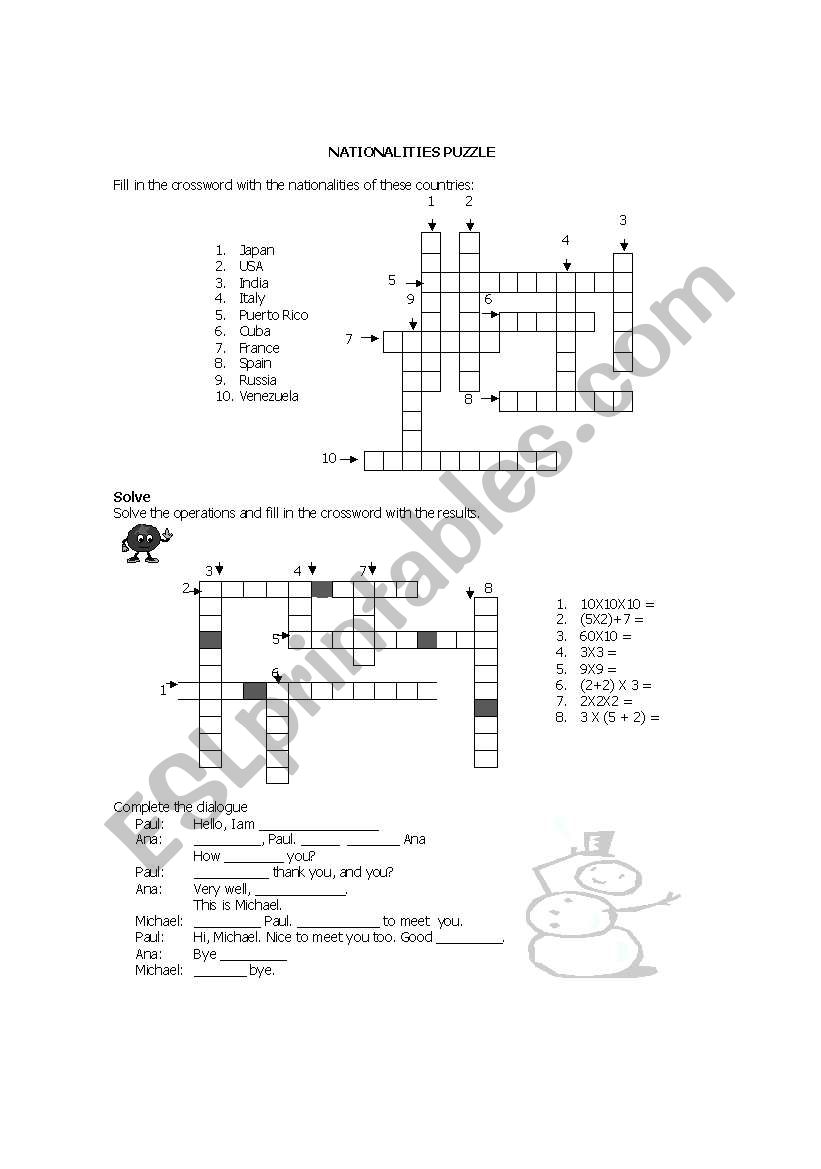 PUZZLES worksheet