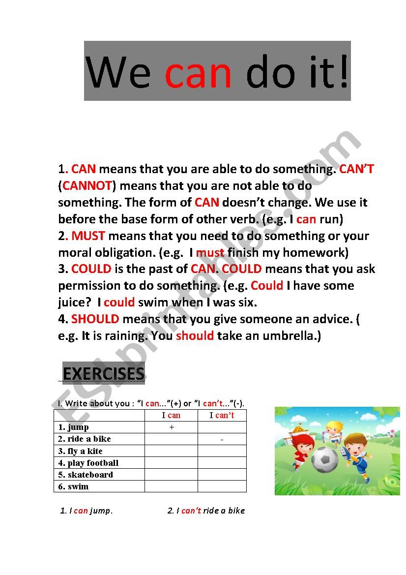  I CAN DO IT! worksheet