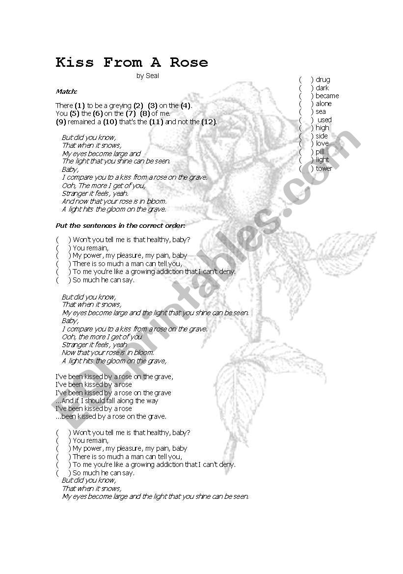 kiss from a rose worksheet