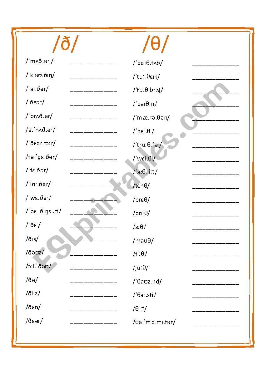 Minimal Pairs worksheet