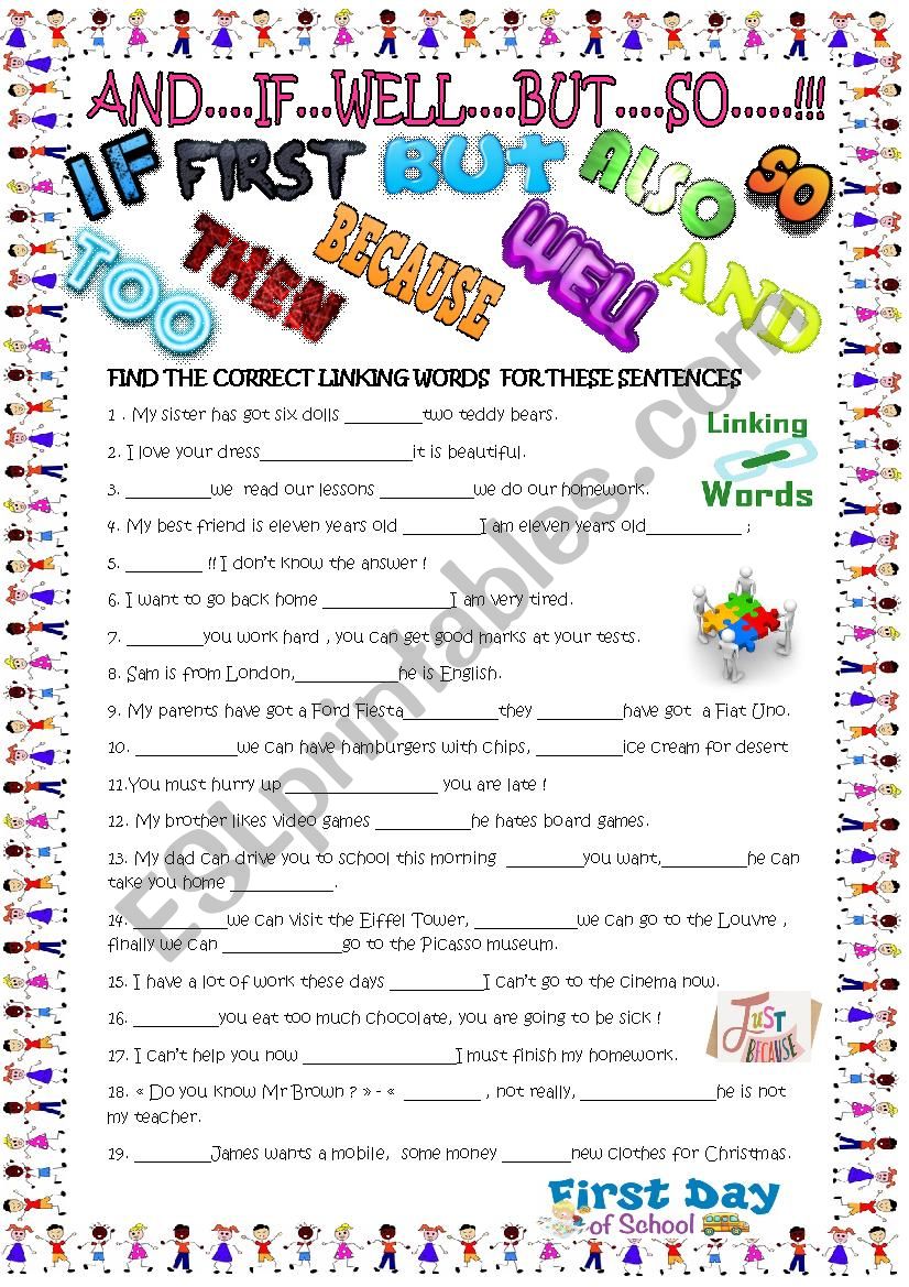 Linking words /gap filler with key