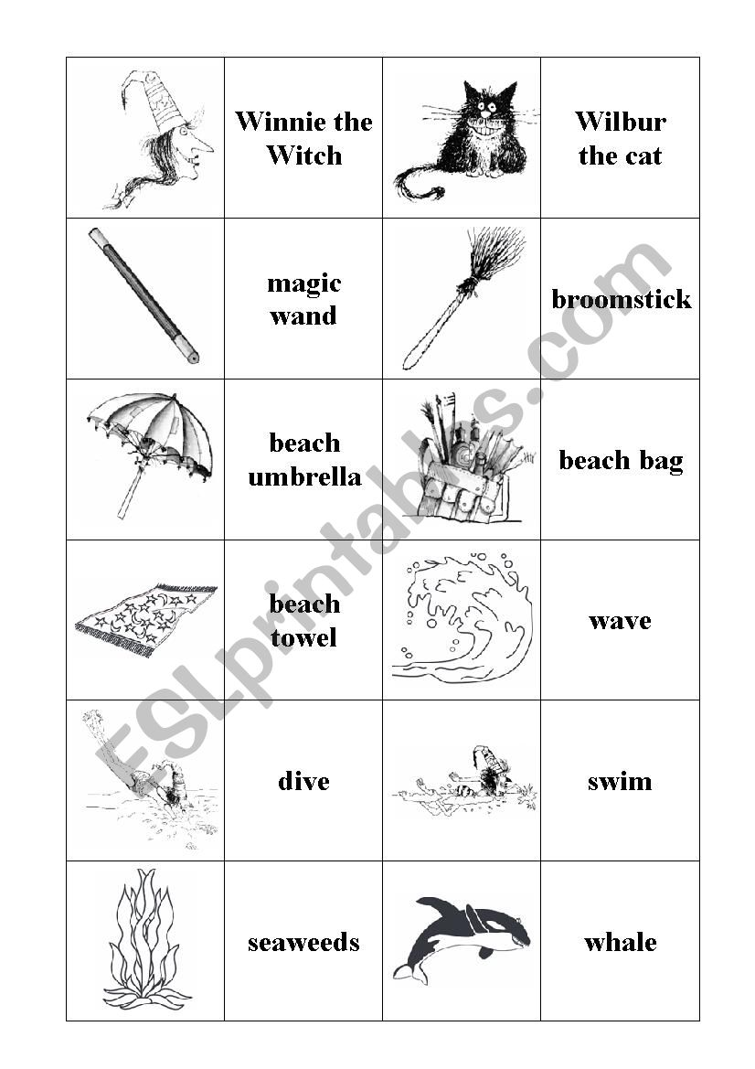 Winnie the Witch memory cards worksheet