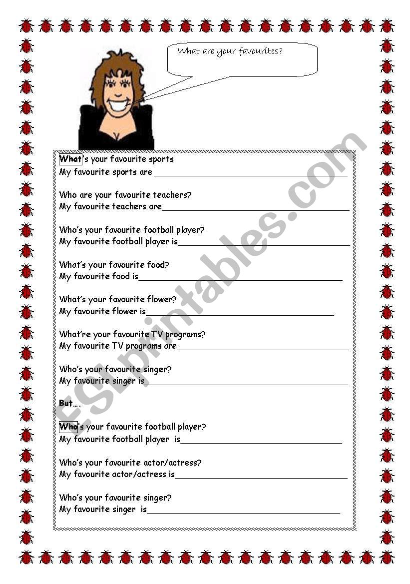 Favorites - 2 worksheet