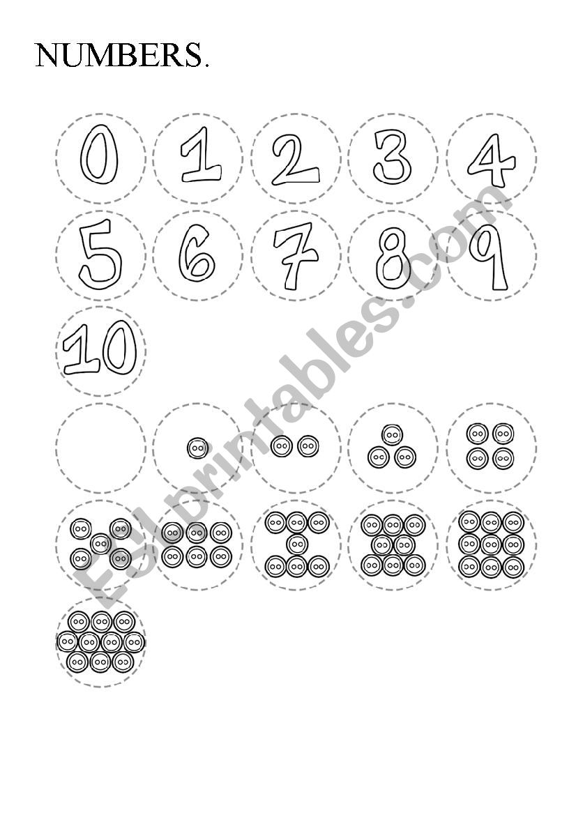 Numbers from 1 to 10. Cut, count and glue.