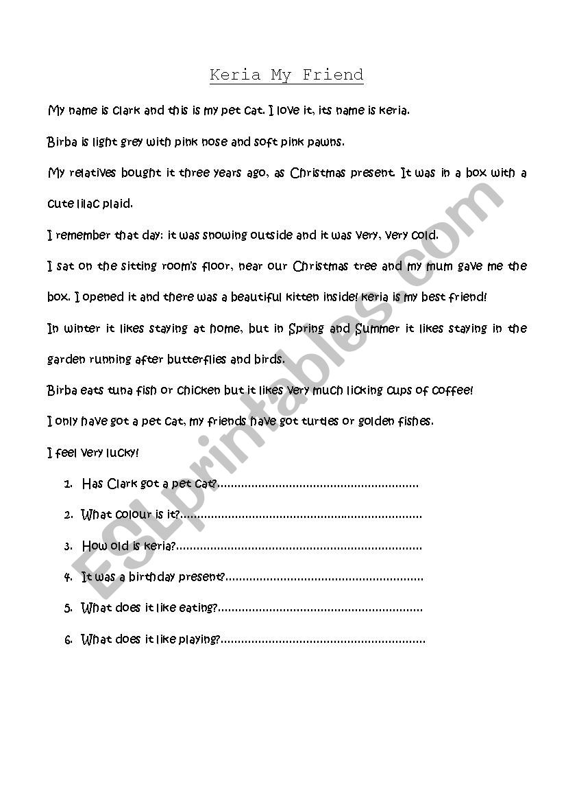 keria my friend worksheet