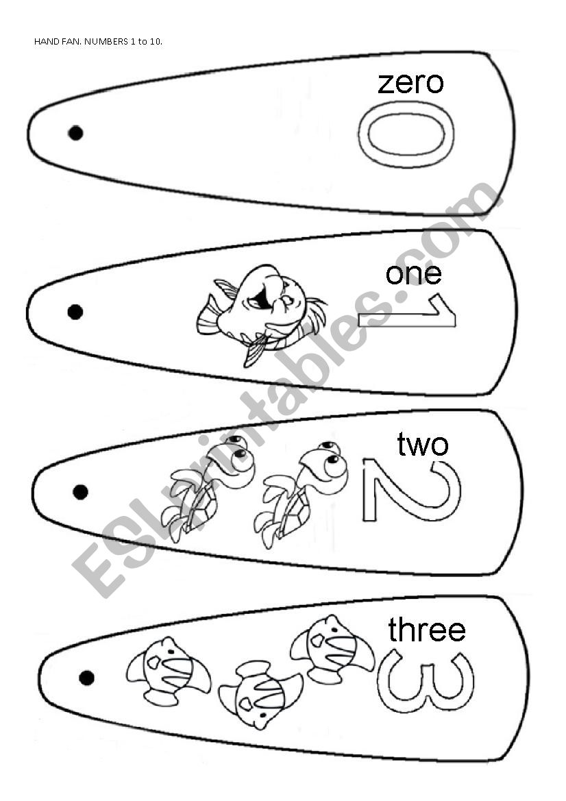 Fan numbers, from 1 to 10. worksheet