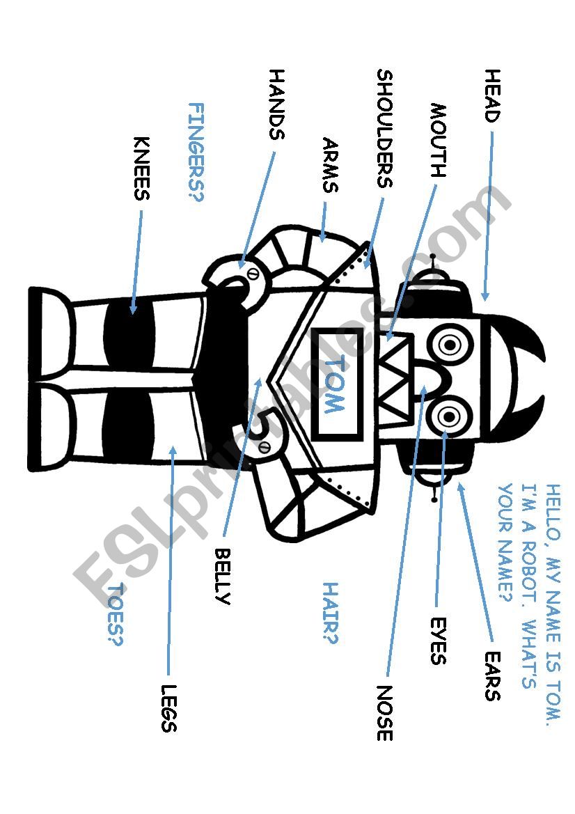 Robot - body parts worksheet
