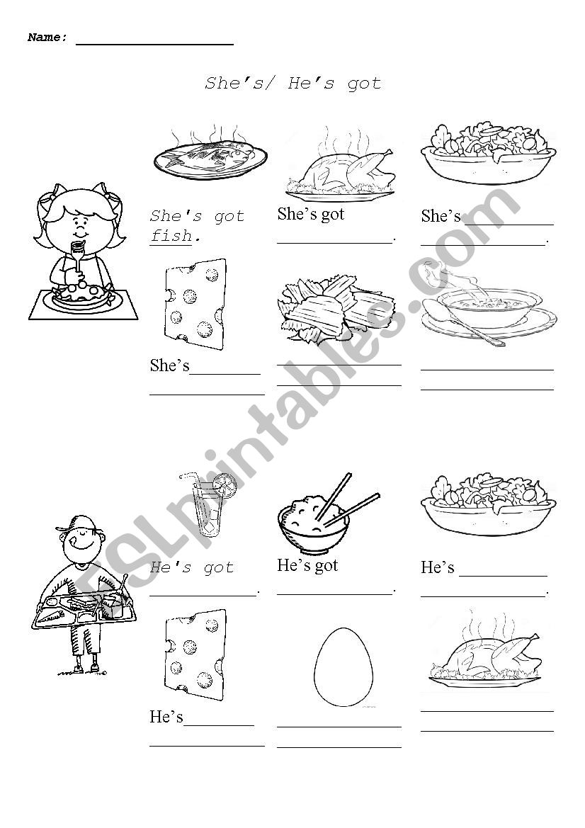 SheÂ´s got/ HeÂ´s got worksheet
