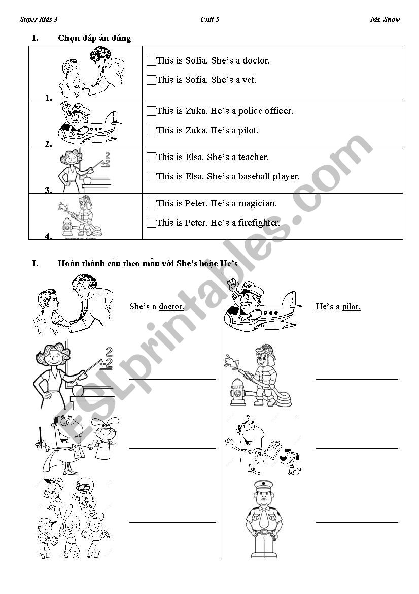 Jobs worksheet