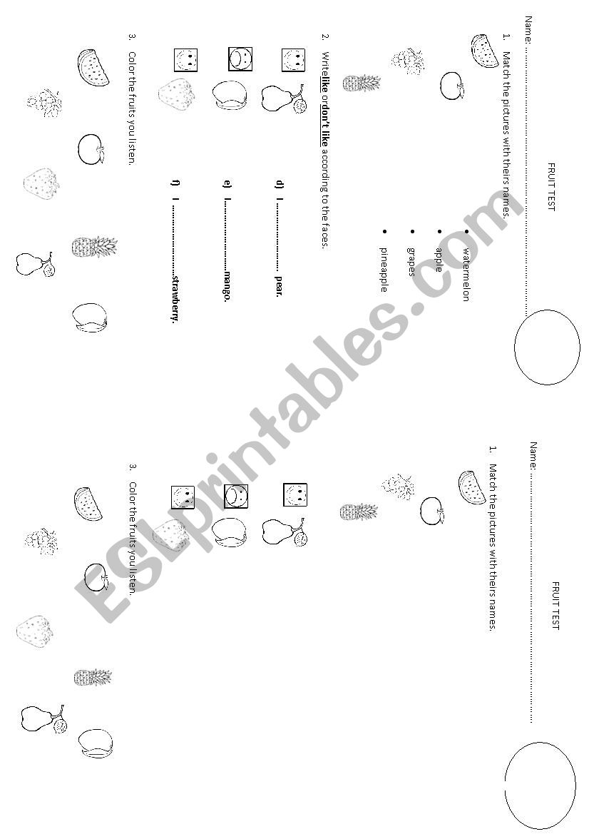 Fruits worksheet