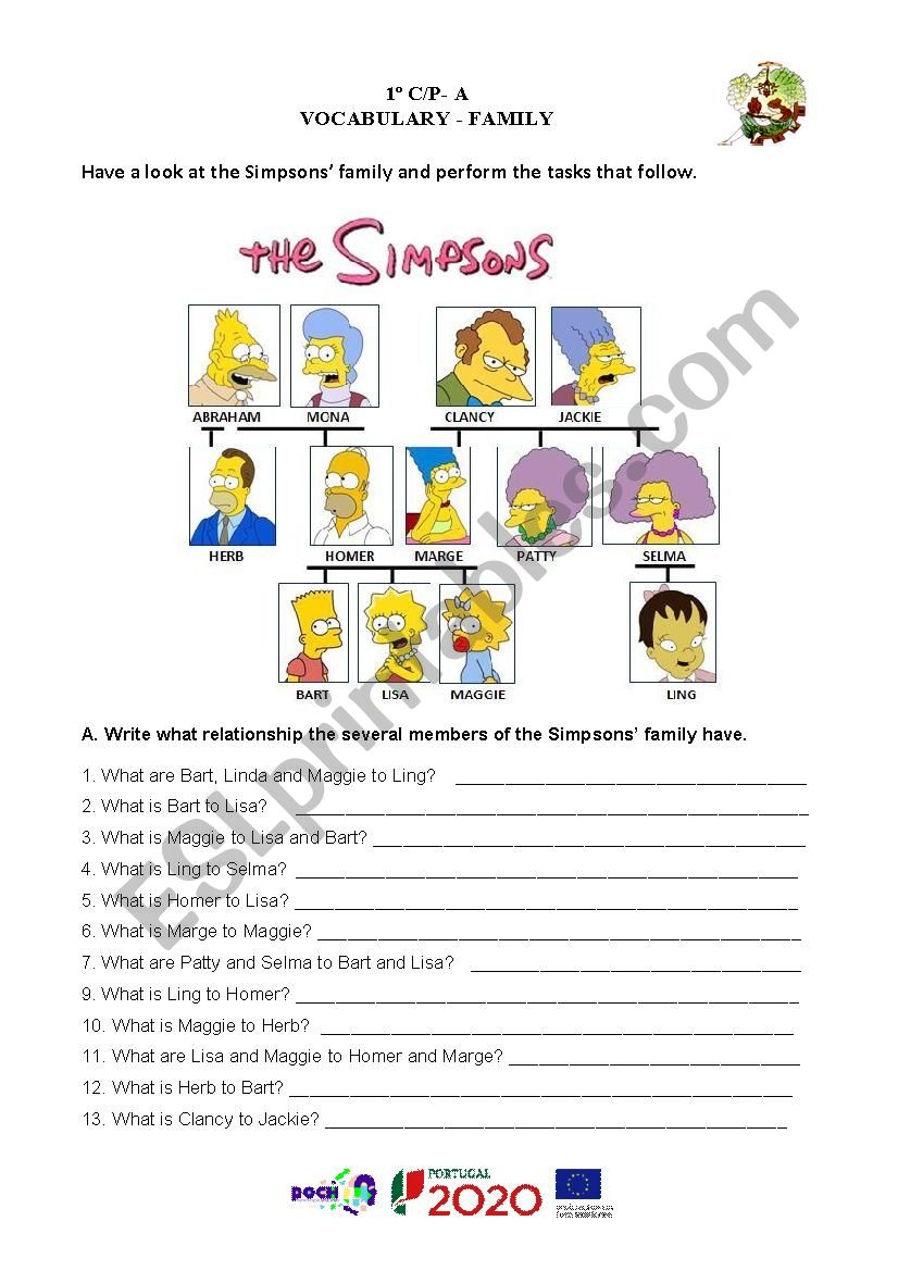 Family and the possessives worksheet