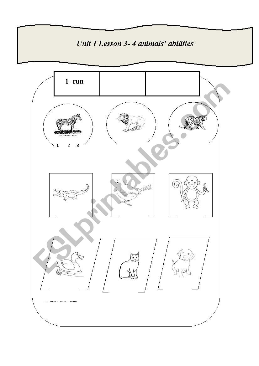 animals abilities worksheet