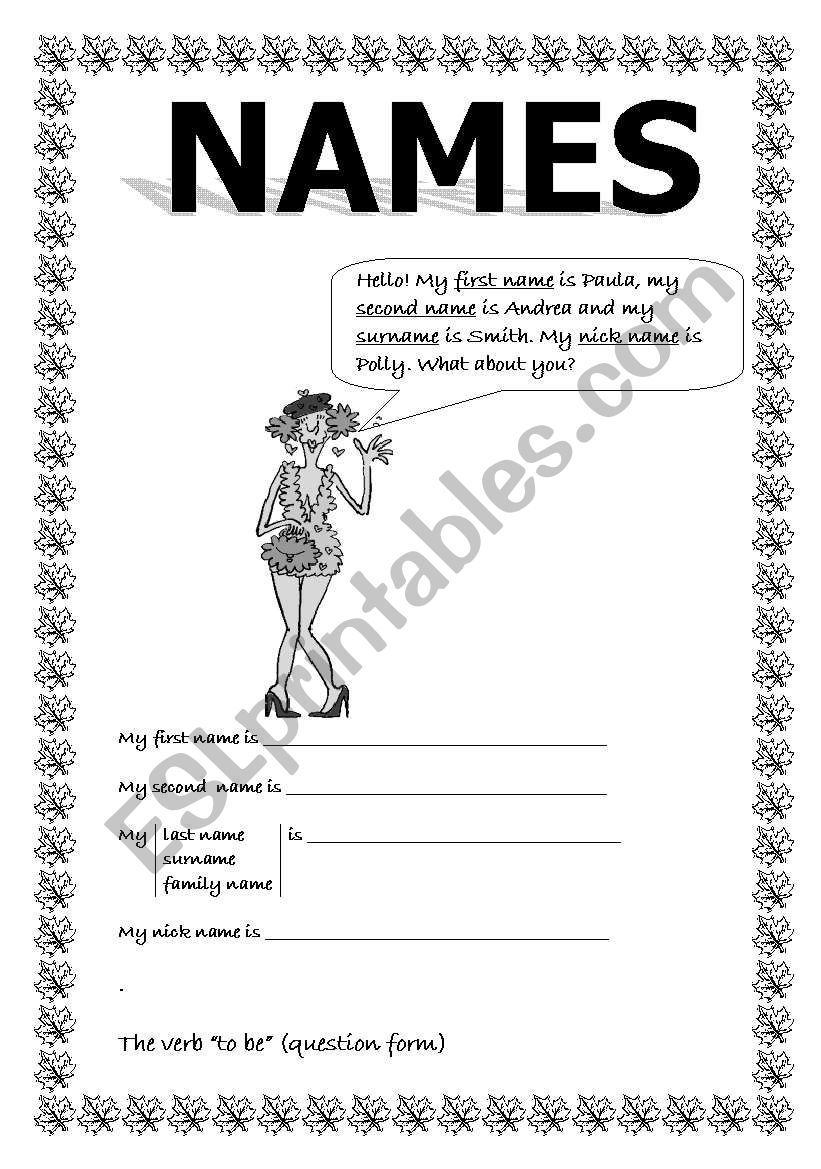 Names  worksheet