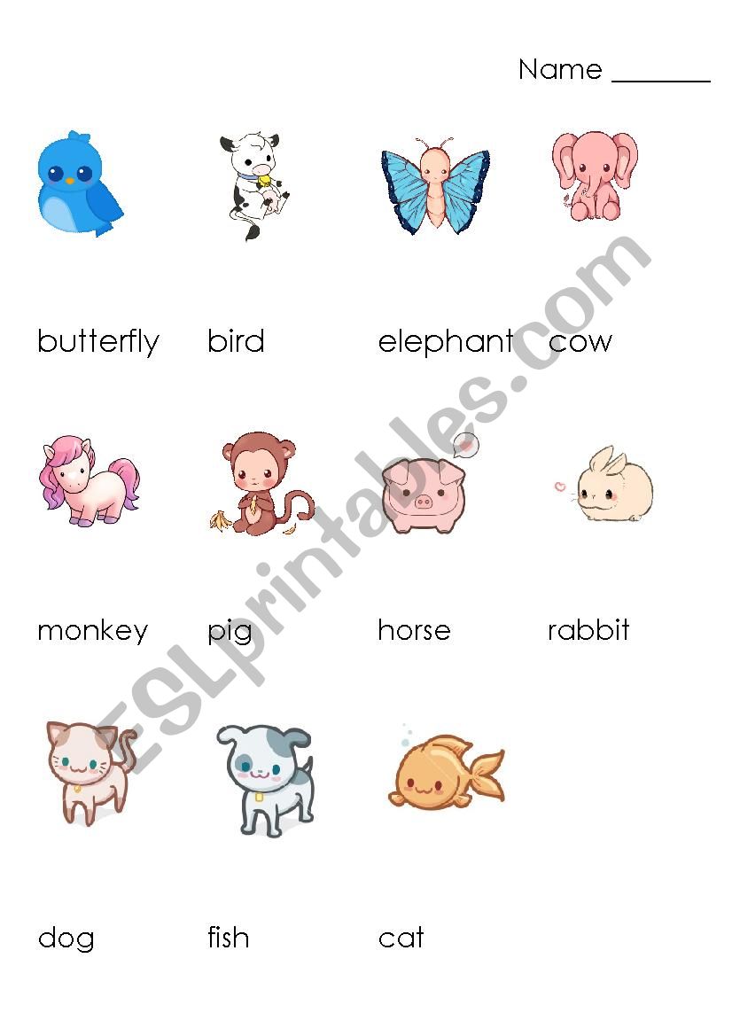 Animal Matching Worksheet worksheet