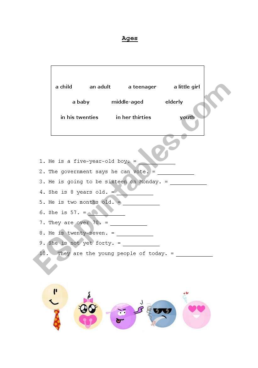 Ages worksheet