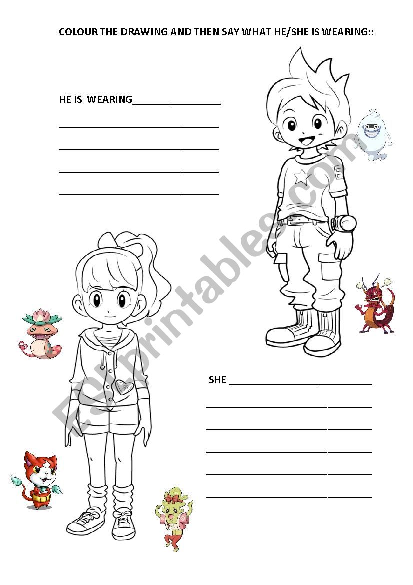 WHAT IS HE/SHE WEARING? worksheet