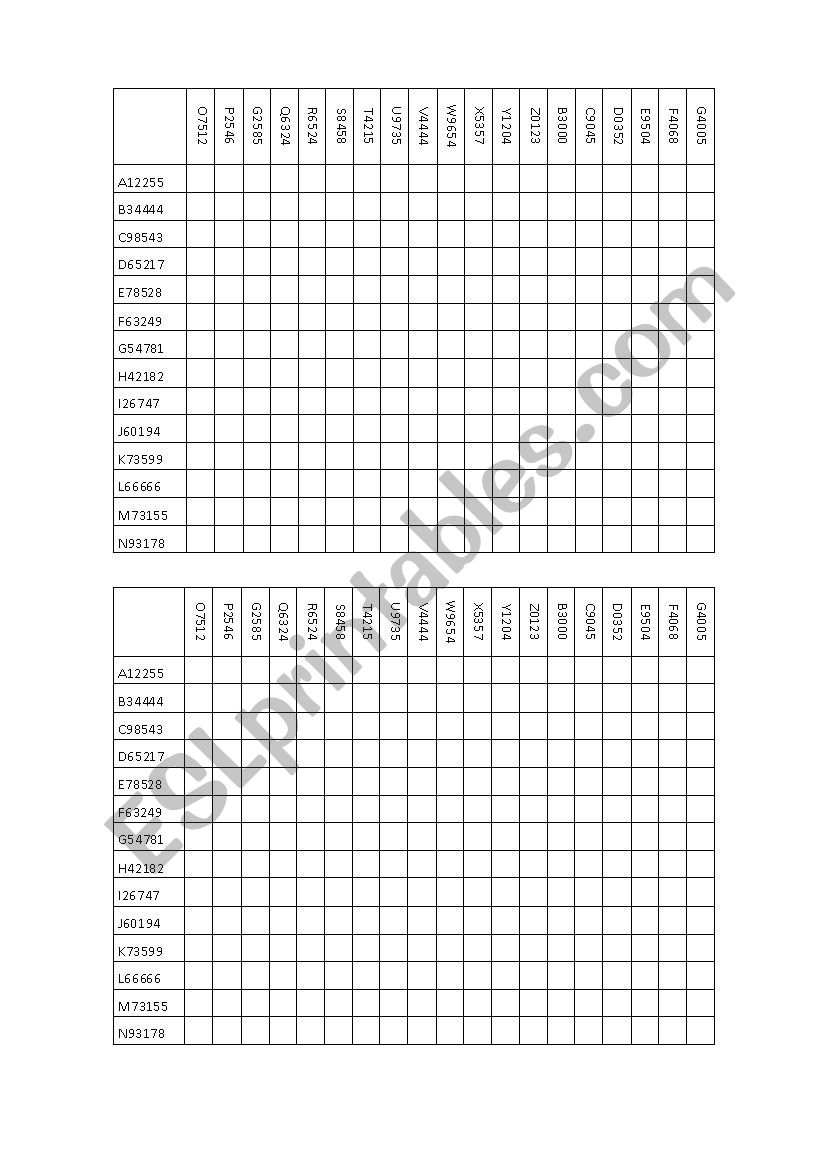 Battle Ship with numbers worksheet