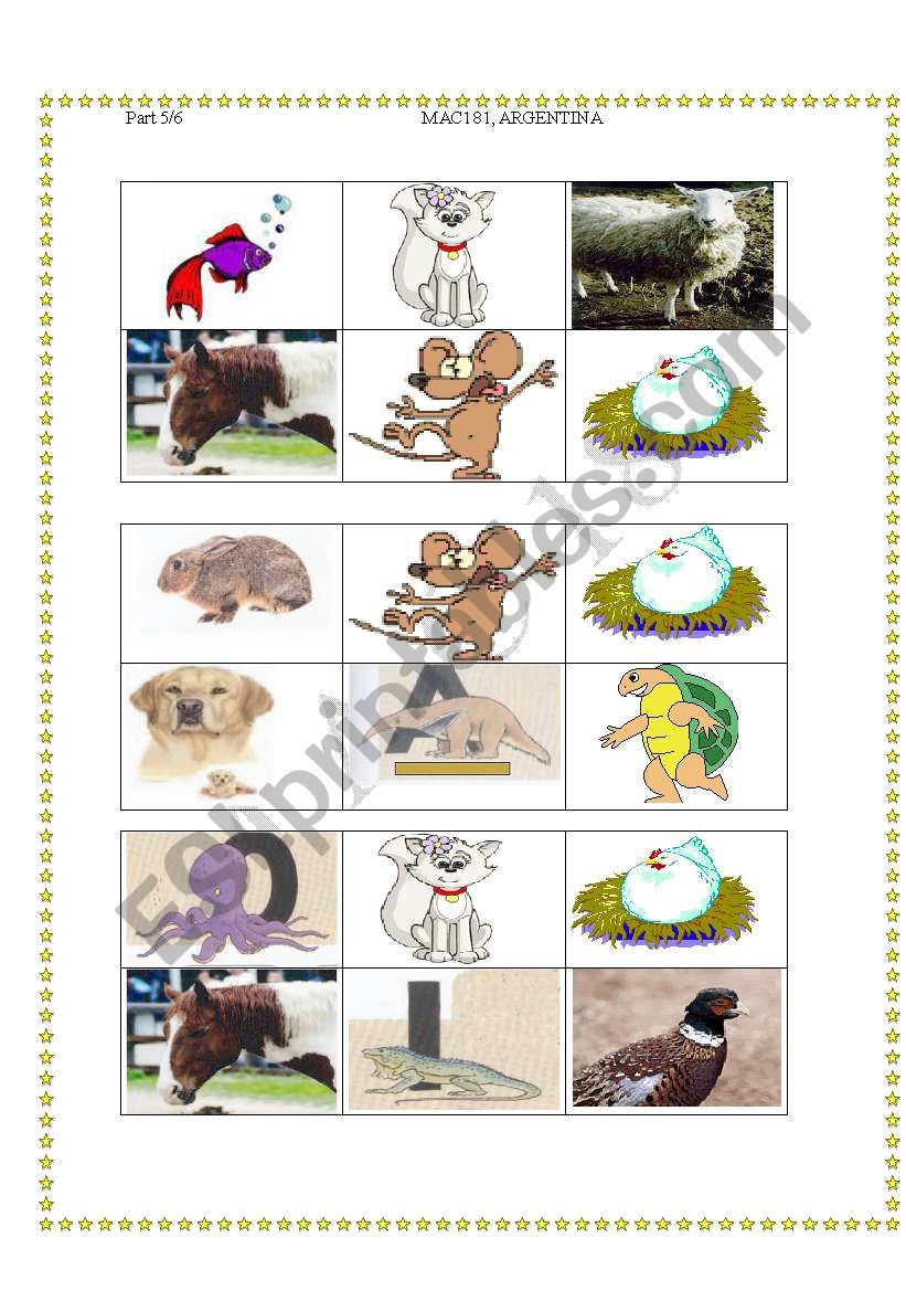 Animal Bingo -18 different cards!!! 02/08/08 (5/6)