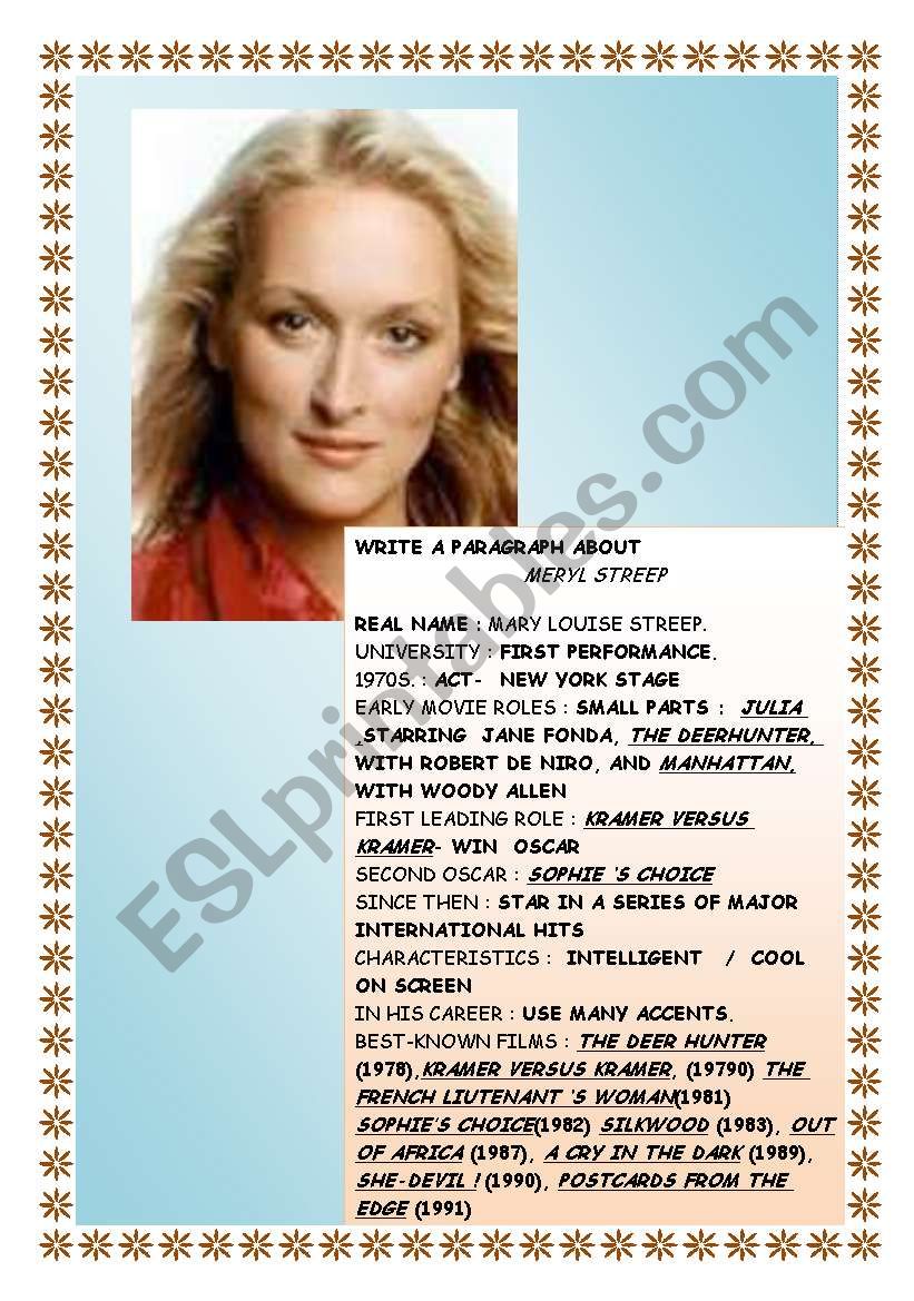 Write a biography Meryl Streep 2/4