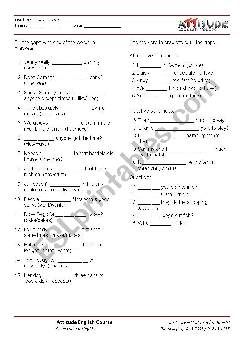 Simple Present exercises worksheet