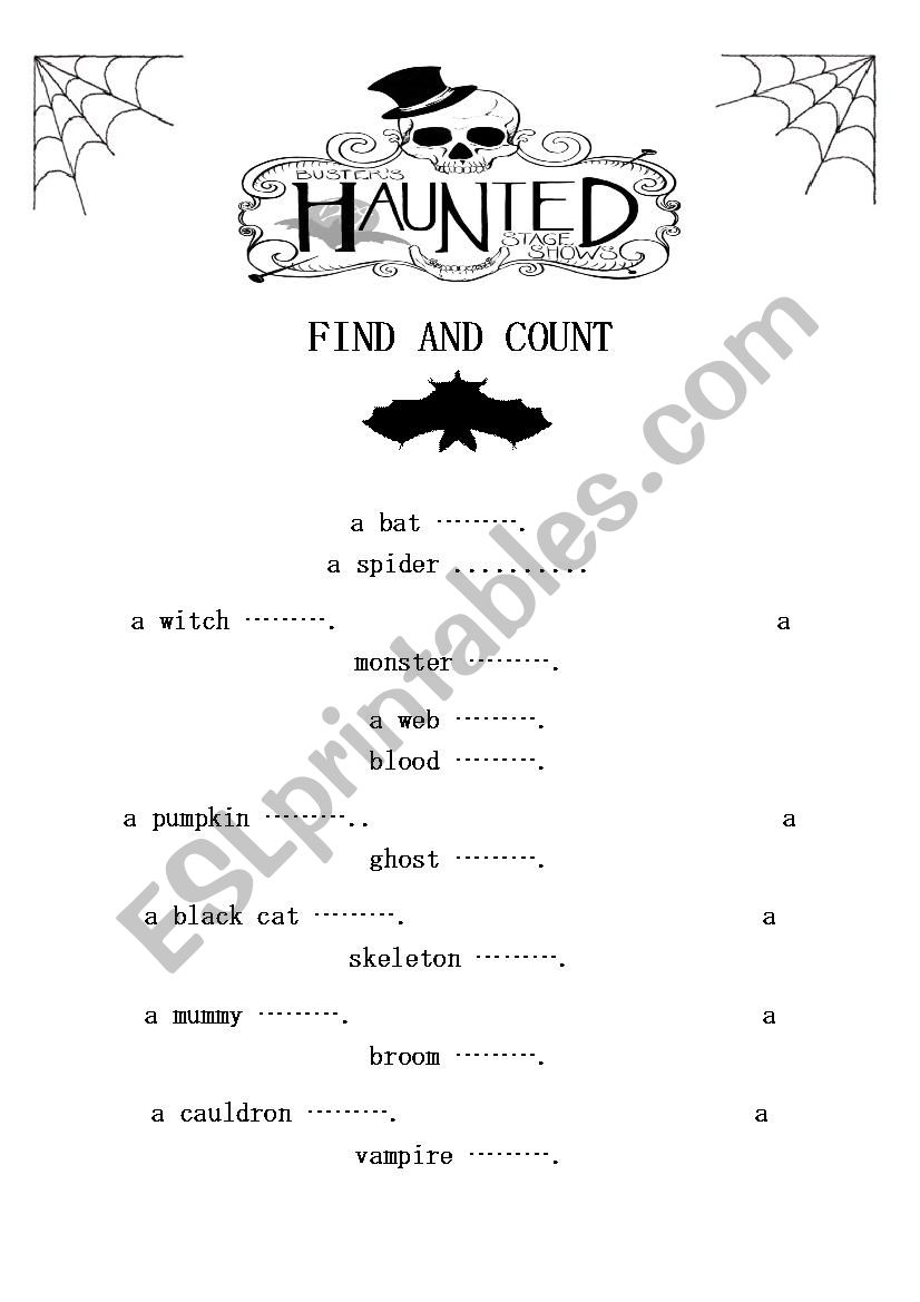 Halloween Find And Count worksheet