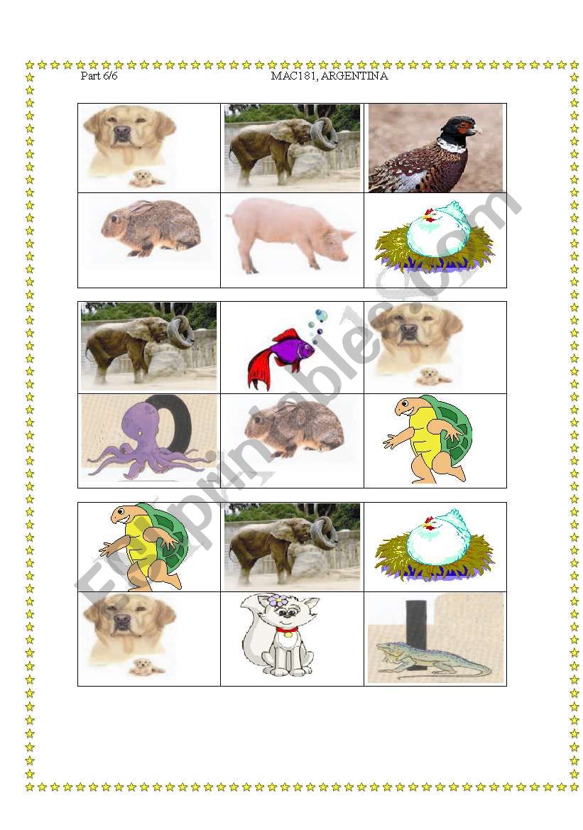 Animal Bingo -18 different cards!!! 02/08/08 (6/6)