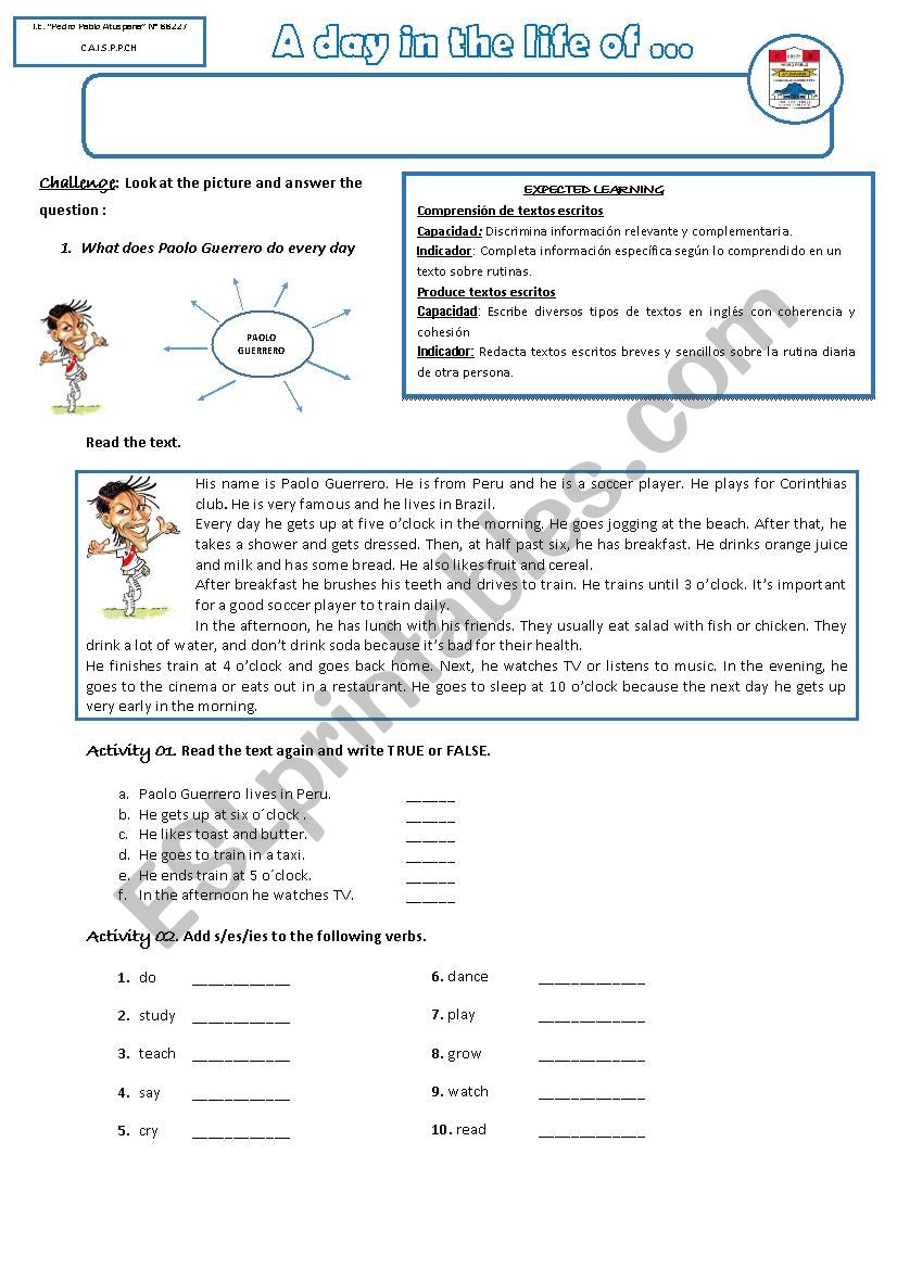 daily routines worksheet