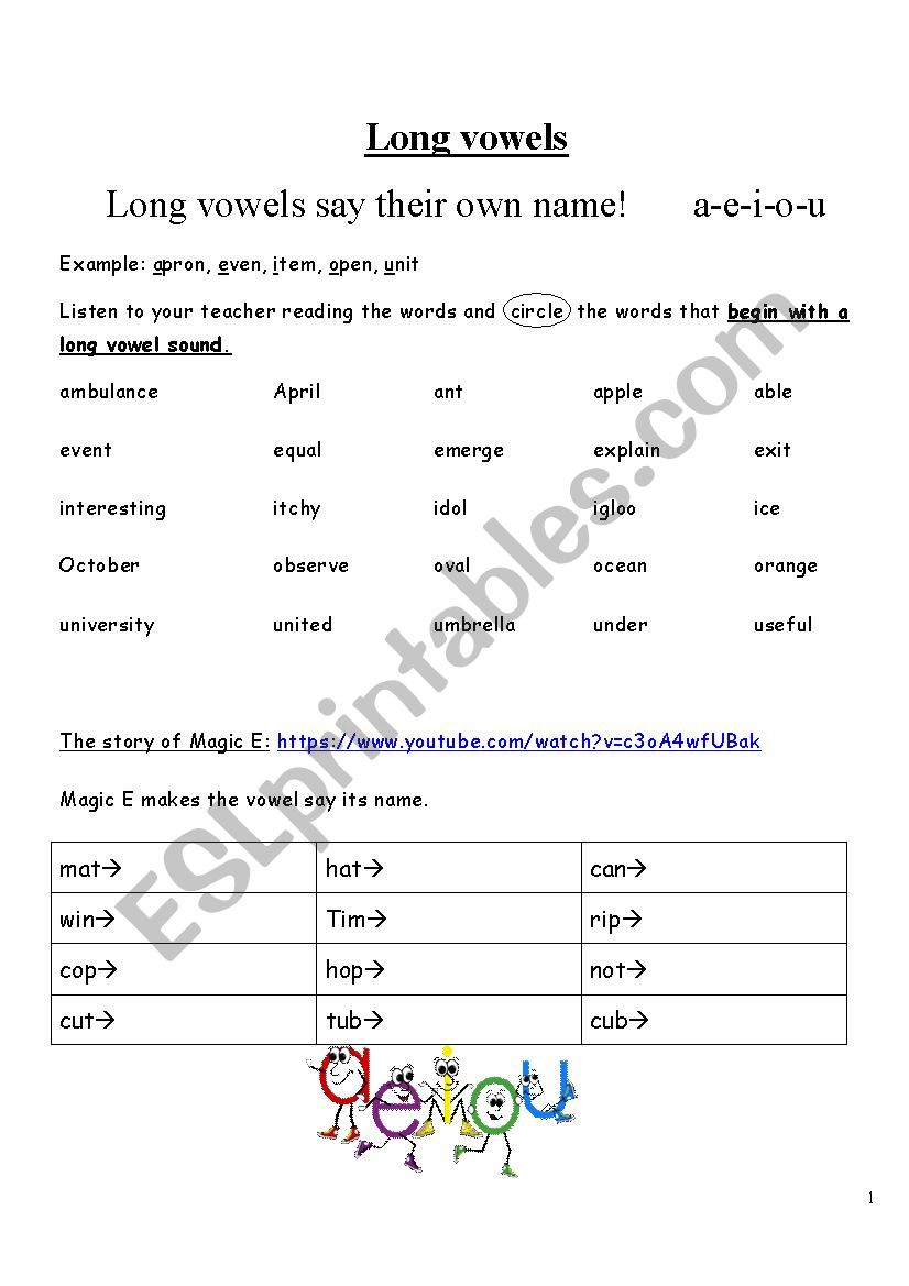 Introducing long vowel sounds + Magic E