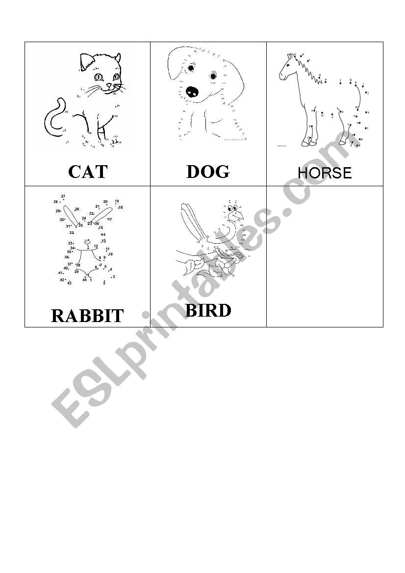 animals dot worksheet