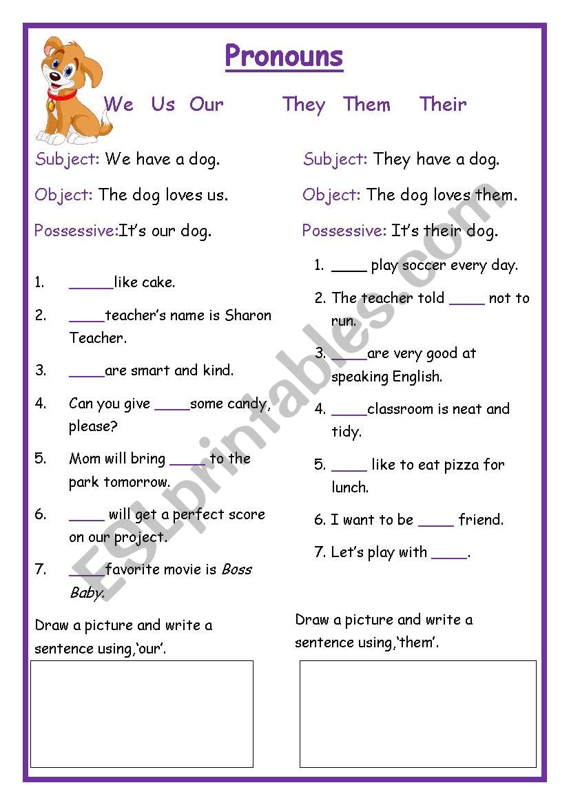 Plural Pronouns, subject, object possessive 