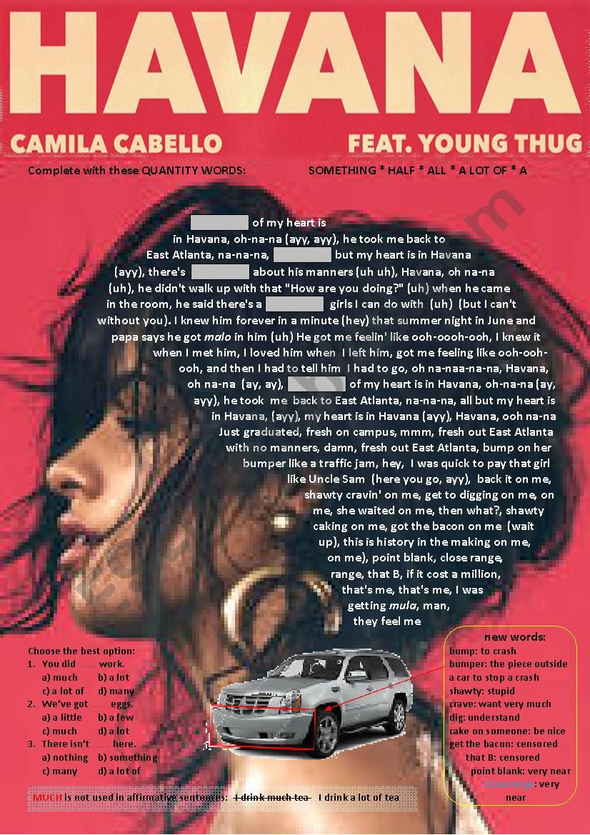 Camila Cabello - Havana worksheet