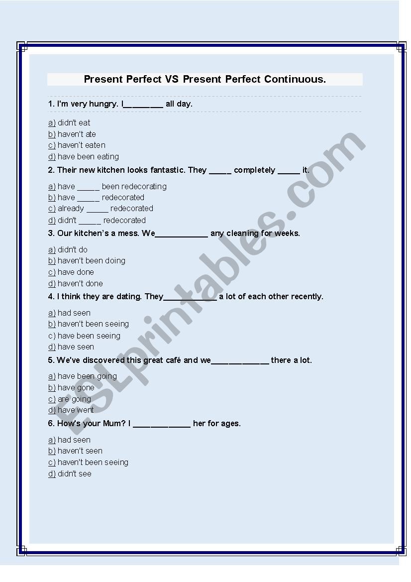 present perfect vs present perfect continuous