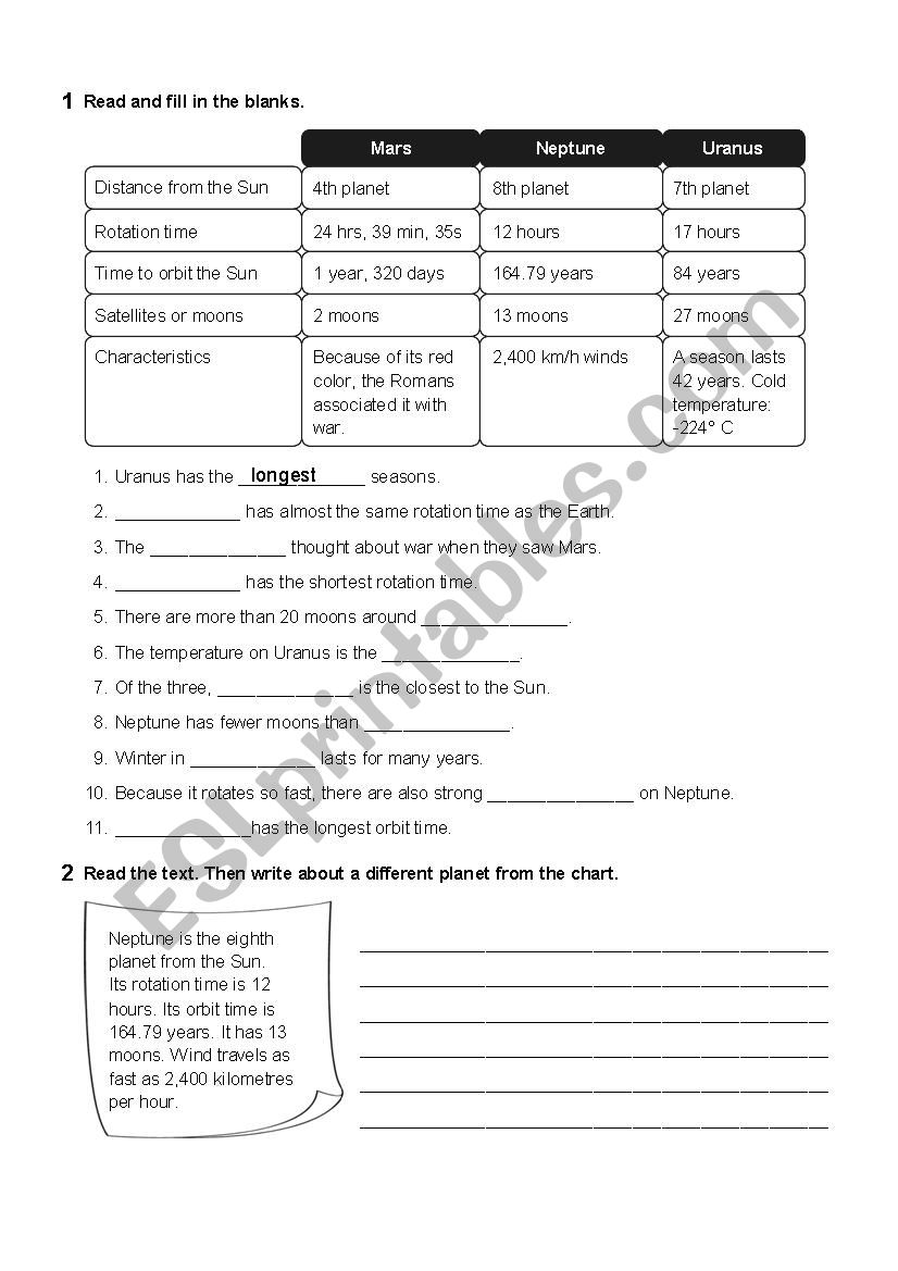 Comparatives and Superlatives worksheet