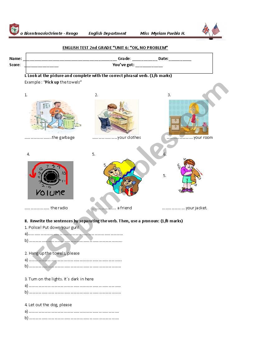 phrasal verbs and requests worksheet