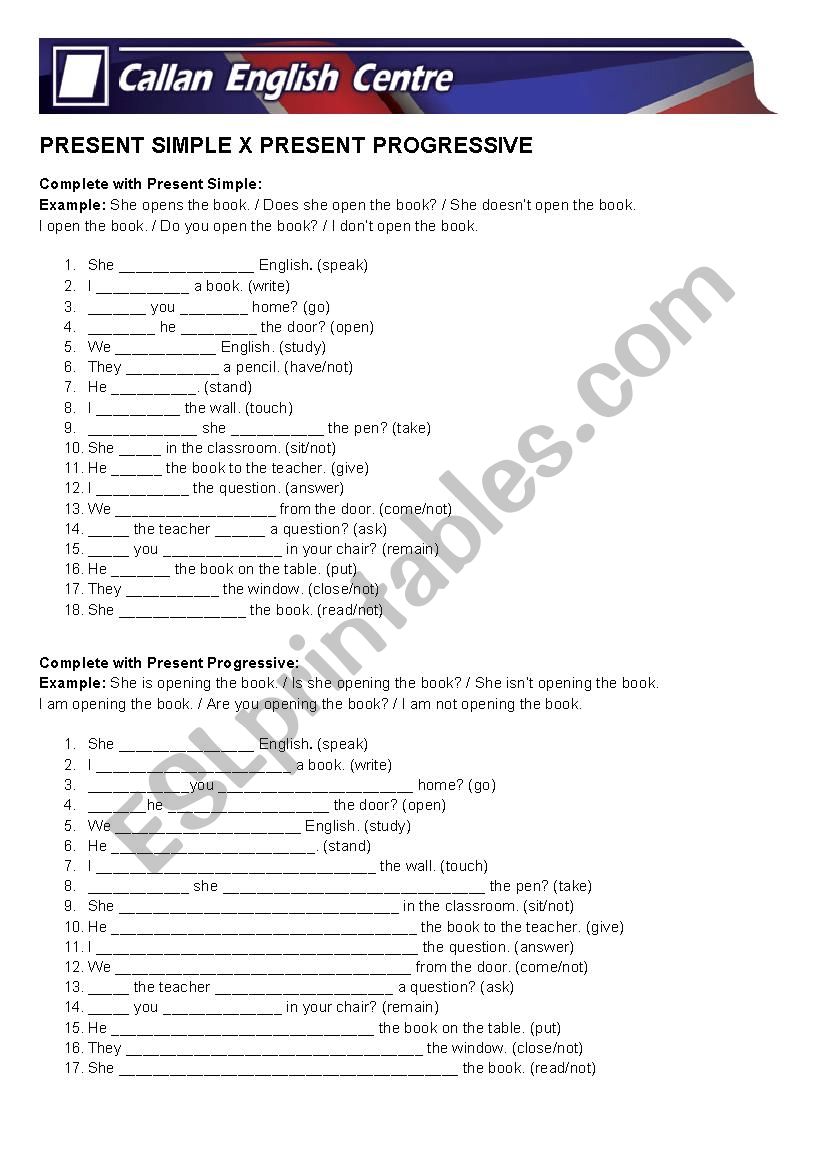 Present Progressive worksheet