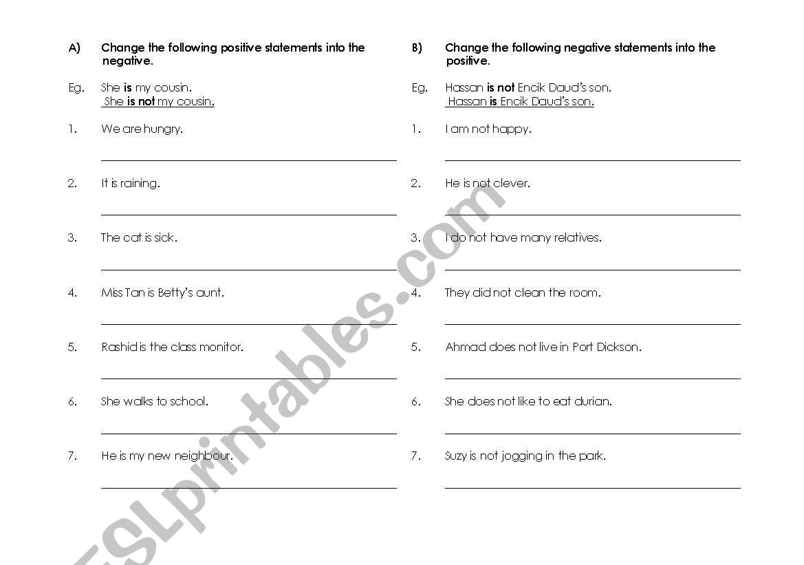 Positive and Negative Statements