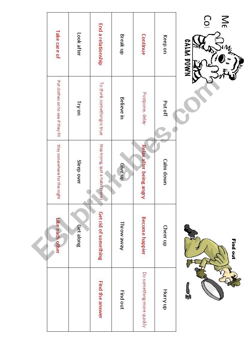 Memory, Compound Verbs worksheet