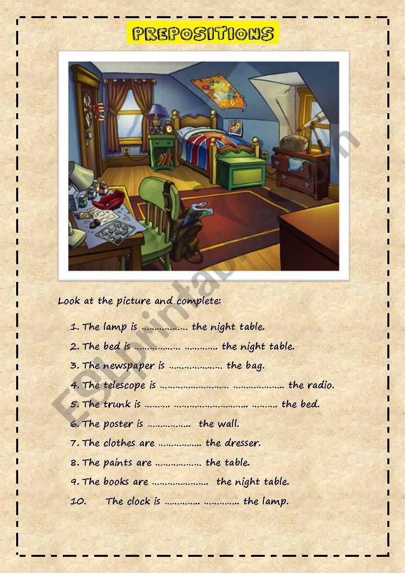 Prepositions worksheet