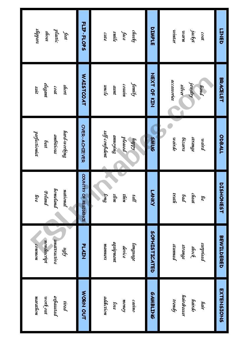 Taboo - people - level C1 - C2