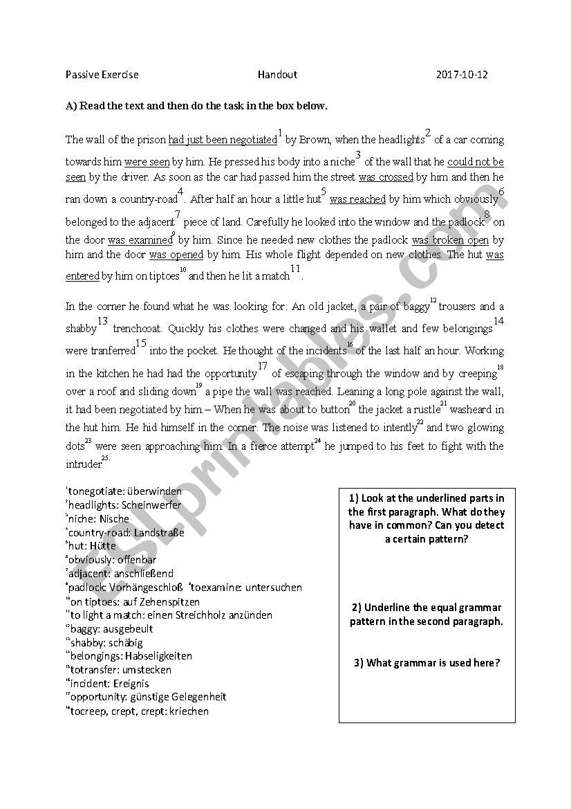 Passive Voice Exercise worksheet