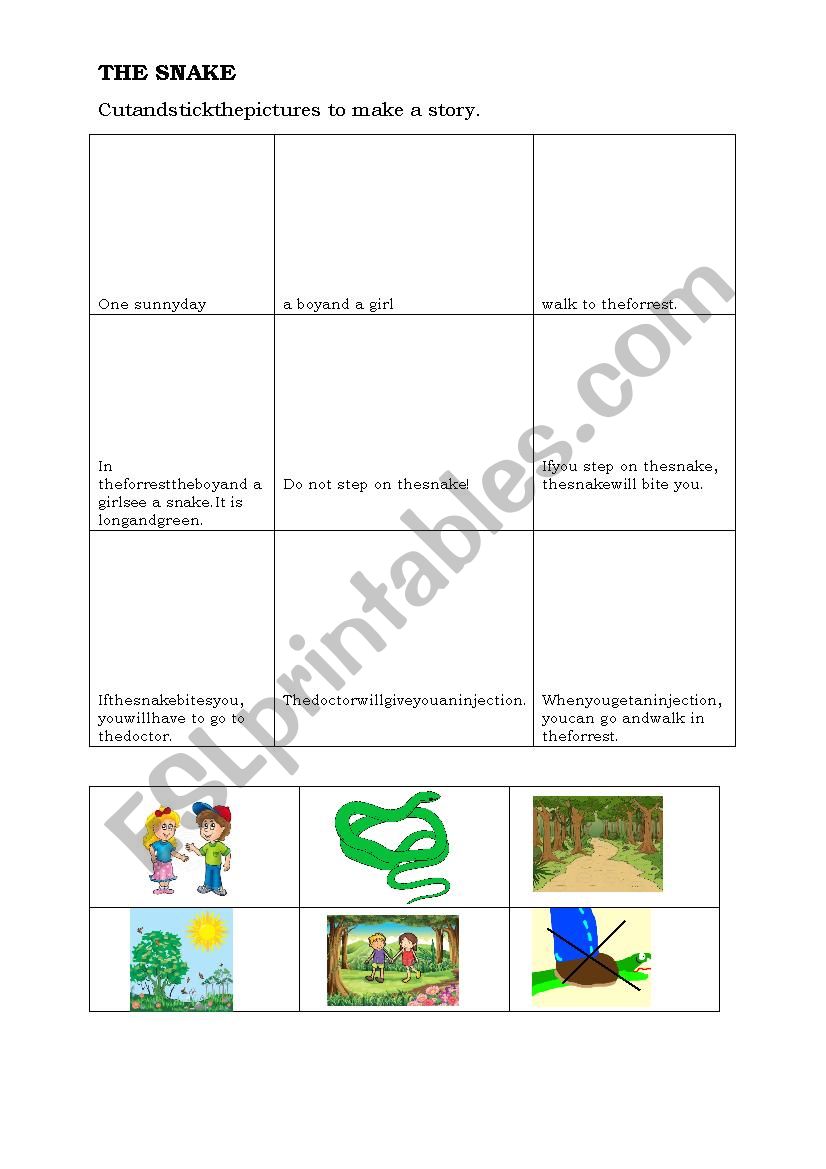 A story: The snake worksheet