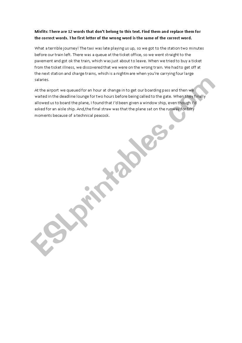 Ice breaker Travelling worksheet