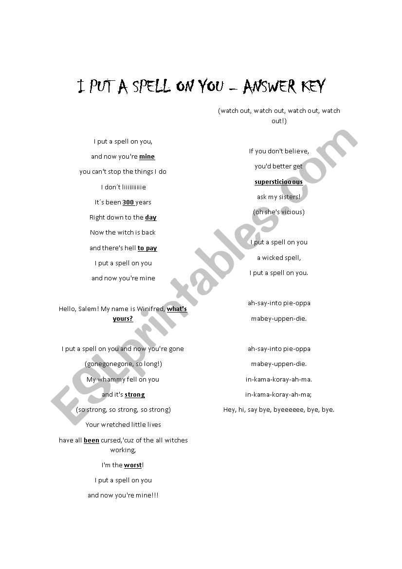 I Put a Spell on You (Hocus Pocus) lyrics worksheet - ESL worksheet by daisa_m18 i-put-a-spell-on-you-hocus-pocus-lyrics-worksheet-esl-worksheet-by-daisa-m18