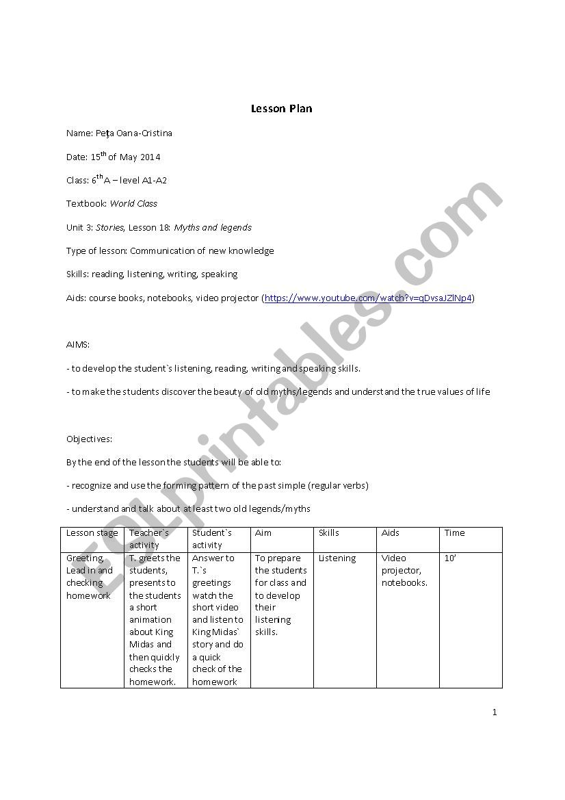 Lesson Plan worksheet