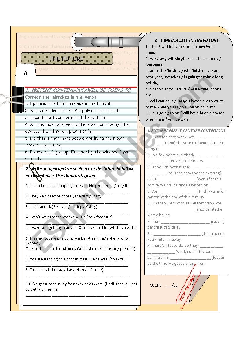 THE FUTURE (EXERCISES) worksheet