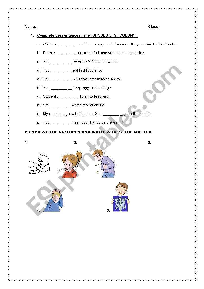 Should shouldnt quiz worksheet