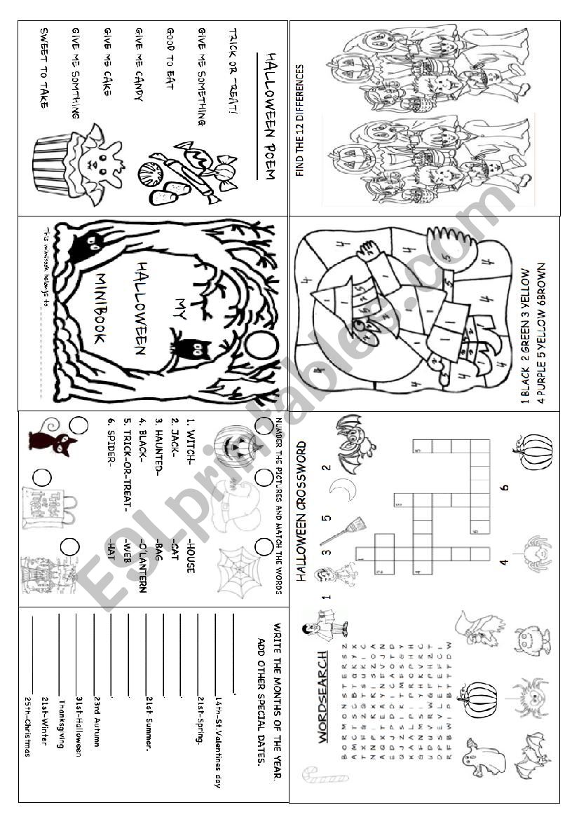 Halloween Minibook worksheet